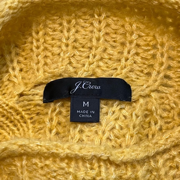 J. Crew Pointelle Cable Knit Alpaca Blend Mock Neck Yellow/ Rich Gold Sweater - Picture 8 of 9